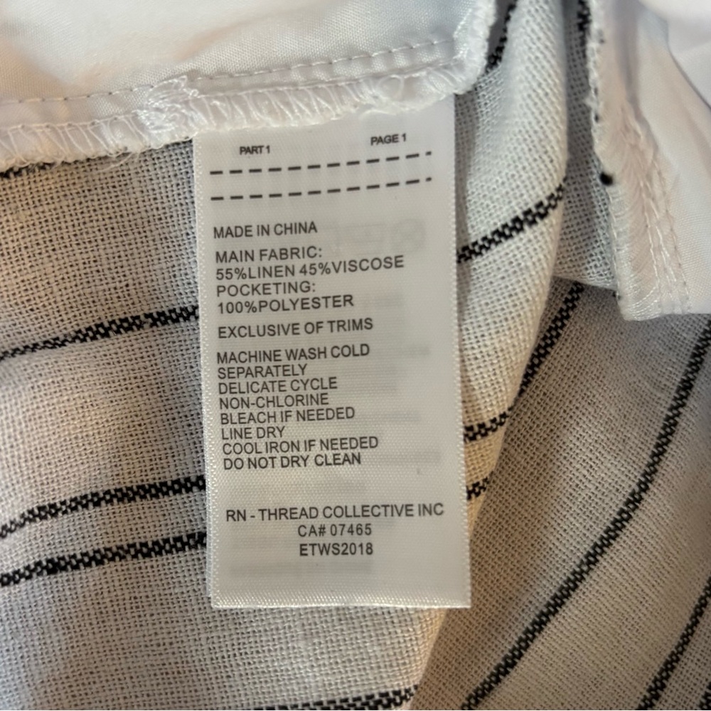 Ellen Tracy Linen Stripe Wide Leg Pants Women's Small White w/ Black pinstripes - Picture 11 of 15